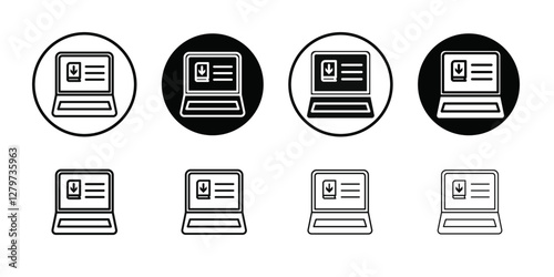 E book download icon Black line art vector logo set