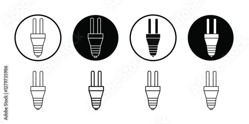 energy efficiency light bulb icon Black line art vector logo set