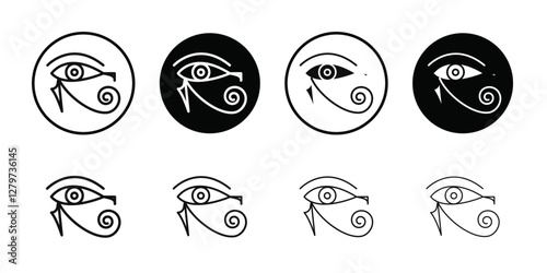 Eye of Horus Egypt Deity icon Black line art vector logo set