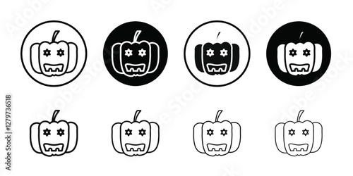 Halloween pumpkin icon Black line art vector logo set photo