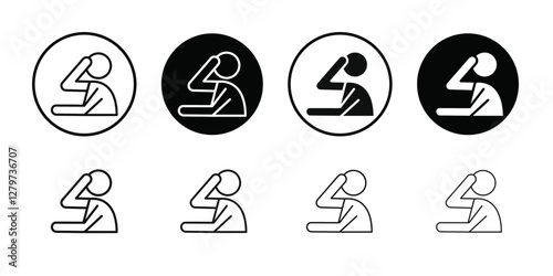 helpless human icon Black line art vector logo set