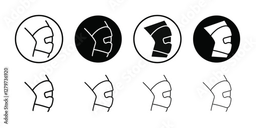 Knee Orthopedic Brace icon Black line art vector logo set