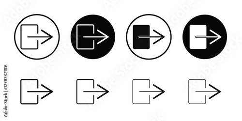 Logout icon Black line art vector logo set