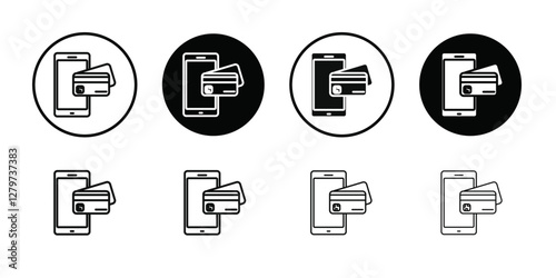 mobile payment icon Black line art vector logo set