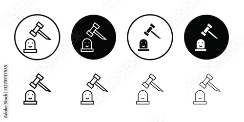 Mole Game Whack icon Black line art vector logo set