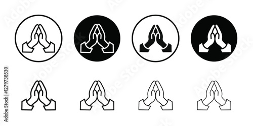 Pray icon Black line art vector logo set