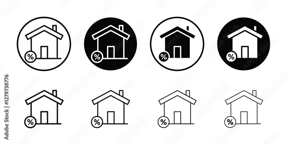 Rate for mortgage icon Black line art vector logo set Rate for mortgage icon Black line art vector logo set