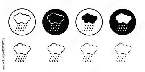 Rain icon Black line art vector logo set