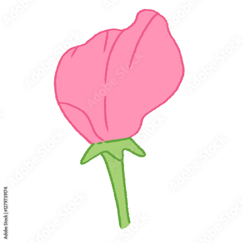 cute pink sweet pea flower doodle hand drawn illustration