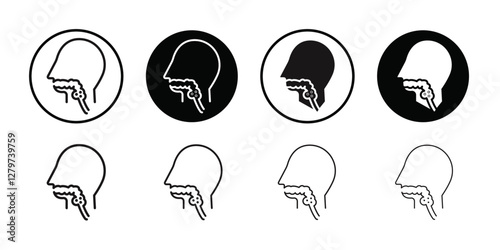 Swallowing reflex icon Black line art vector logo set