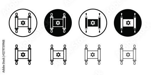 Torah icon Black line art vector logo set