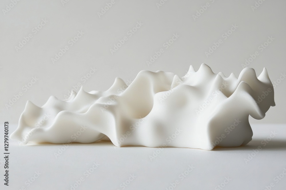 Abstract white sculptural form with fluid and organic appearance