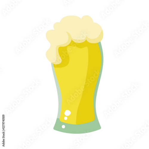 A cartoonish glass of beer with foam on top