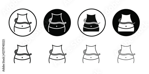 Weight loss icon Black line art vector logo set