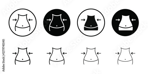 Weight loss icon Black line art vector logo set
