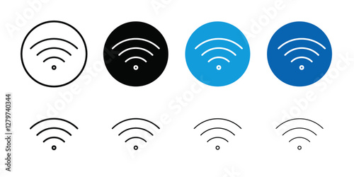 Wifi icon Black line art vector logo set