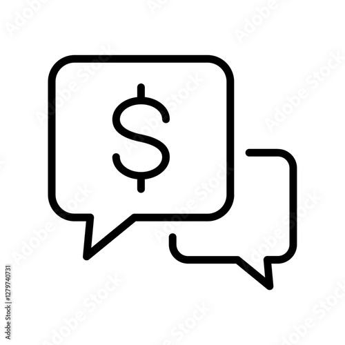 Single black financial chat line icon, simple business consultant advice flat design vector pictogram, infographic interface elements for app logo web button ui ux isolated on white background