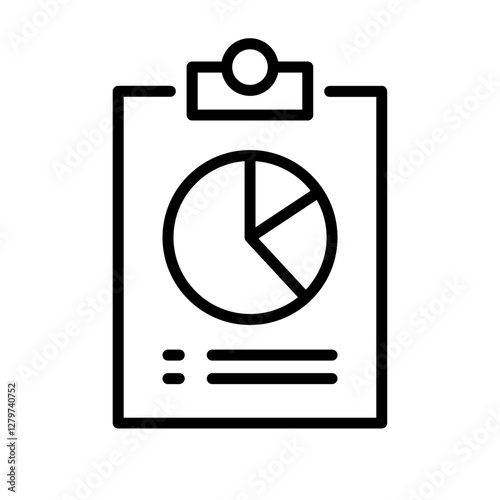 Black single financial report line icon, simple business pie chart analysis flat design vector pictogram, infographic interface elements for app logo web button ui ux isolated on white background
