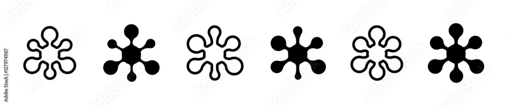 Atom icon. Atom icons set. Molecule symbols. Atom icon. Atom icons set. Molecule symbols.