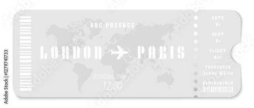 Airline boarding pass ticket. Plane ticket. Plane ticket illustration. Flight boarding pass. Airplane flight ticket