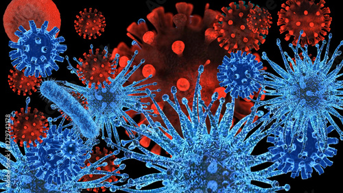 Immune response to pathogenic illness - a visual metaphor at the cellular level. photo