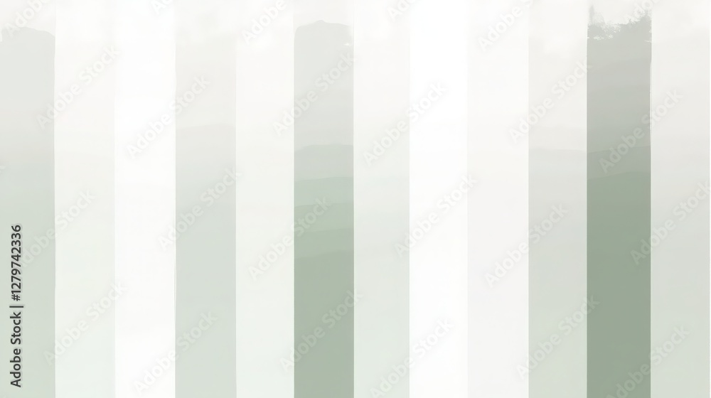 Minimalist Abstract Painting: Soft Green Vertical Stripes on White Canvas Minimalist Abstract Painting: Soft Green Vertical Stripes on White Canvas