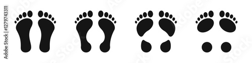 Footprint. Different human footprints. Human footprints.
