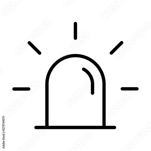 Black single alarm siren line icon, simple flasher alert flat design vector pictogram, infographic illustration for app logo web website button ui interface elements isolated on white background