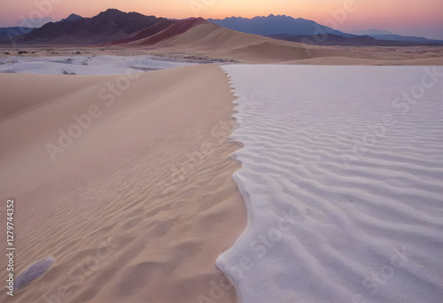 Striking Contrast of Colors in the White Sands Desert at Sunrise