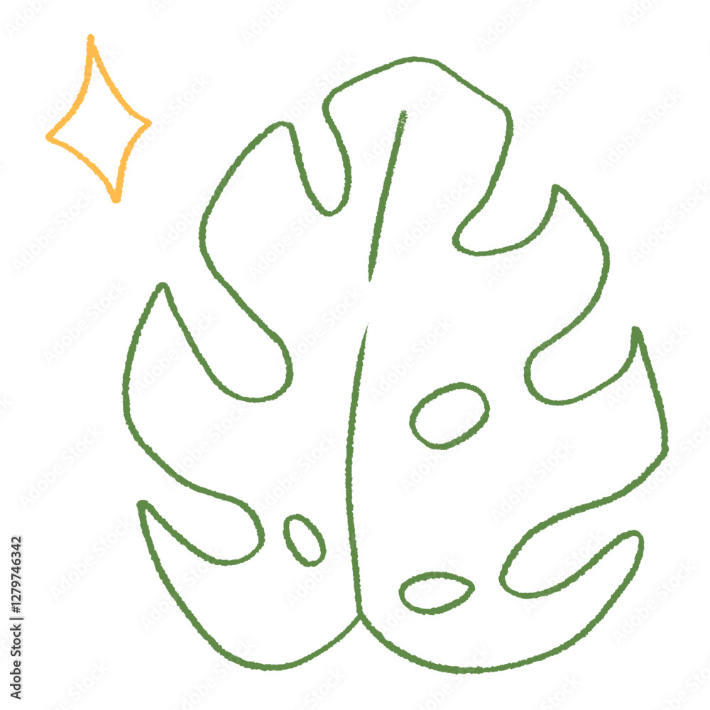 cute monstera leaf doodle hand drawn line art illustration cute monstera leaf doodle hand drawn line art illustration