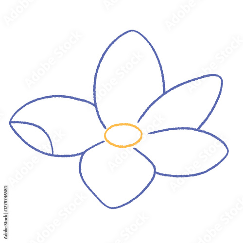 cute purple forget me not flower doodle hand drawn line art illustration
