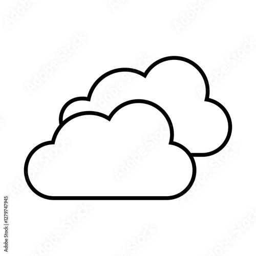 Vector line weather icon of fluffy clouds isolated on white background. Icon for mobile apps, websites, weather forecast, etc.	