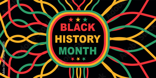 Black history month background. African American History Banner. Celebrated annually in February in the USA, Canada. Juneteenth Independence, Freedom or Emancipation Day Vector illustration.