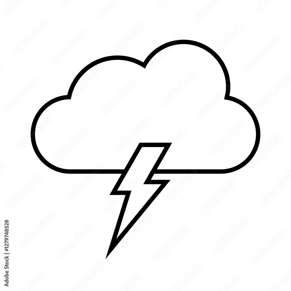 Vector line weather icon of thunderstorm an cloud isolated on white background. Icon for mobile apps, websites, weather forecast, etc.
Vector line weather icon of thunderstorm an cloud isolated on white background. Icon for mobile apps, websites, weather forecast, etc.