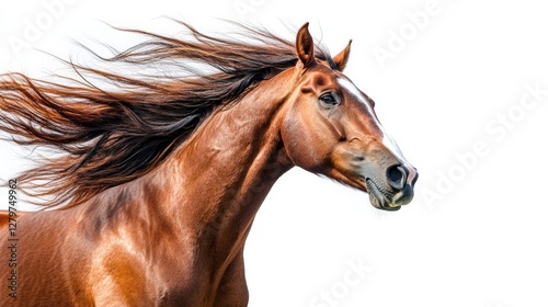 Majestic Chestnut Horse Galloping with Flowing Mane in Motion