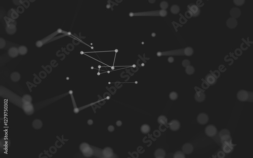 Abstract background. Molecules technology with polygonal shapes, connecting dots and lines. Connection structure. Big data visualization. photo