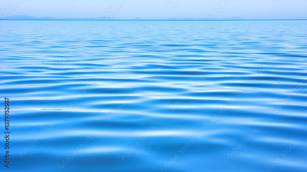 Naklejka premium Calm blue ocean water with gentle ripples and serene atmosphere