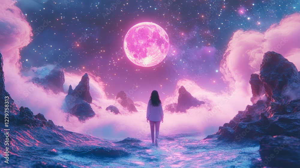 Obraz premium Cosmic Magical Girl Starry Sky Fantasy 2