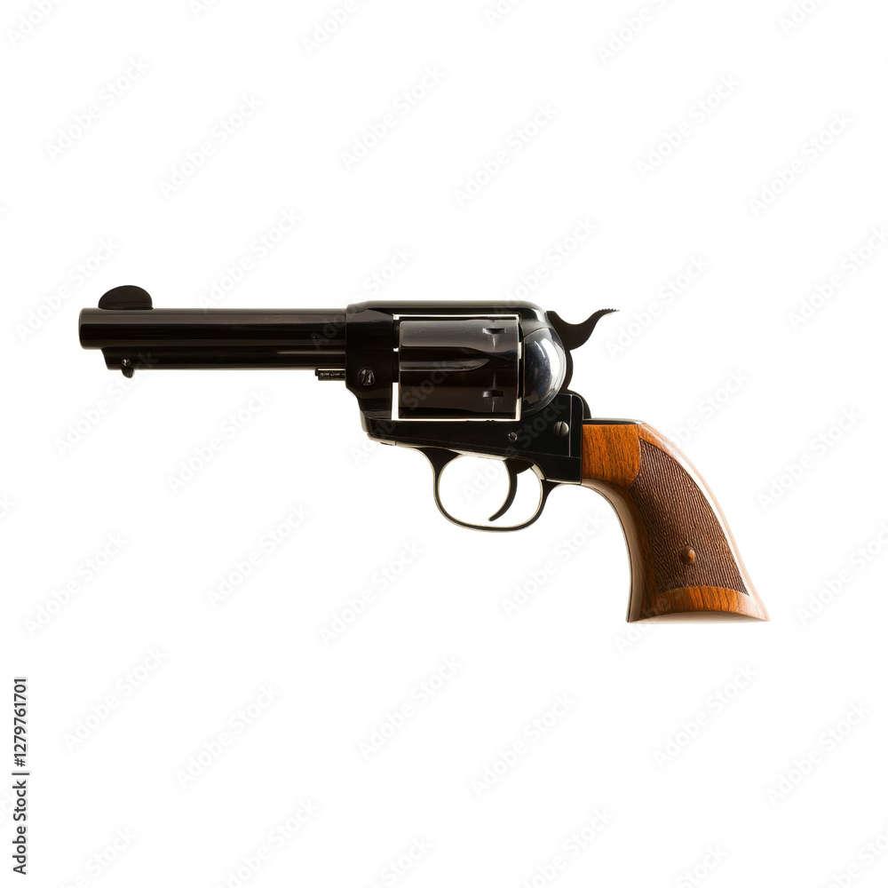 Revolver with wooden grip, showcasing classic design and craftsmanship Revolver with wooden grip, showcasing classic design and craftsmanship