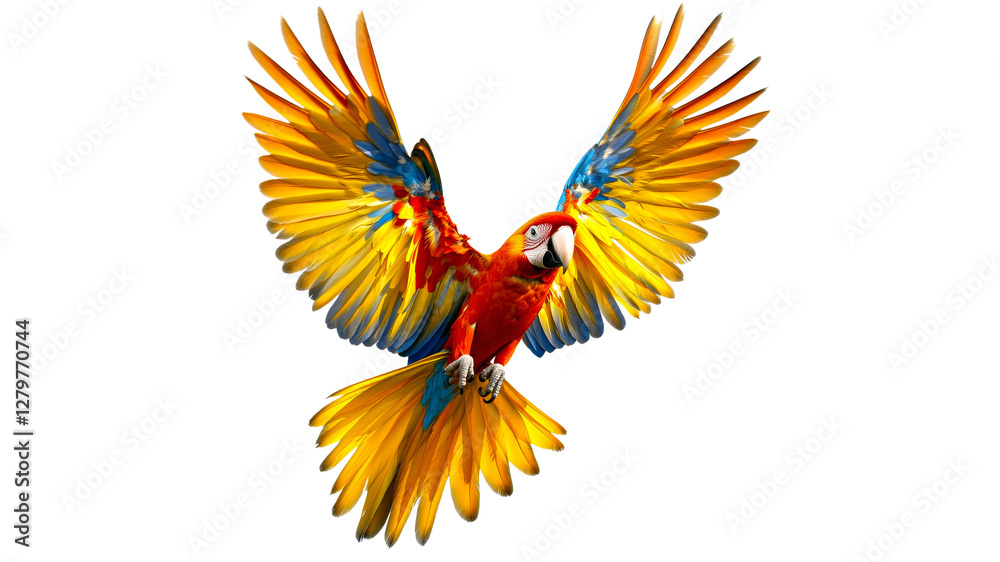 Obraz premium Colorful parrot flying in bright natural habitat