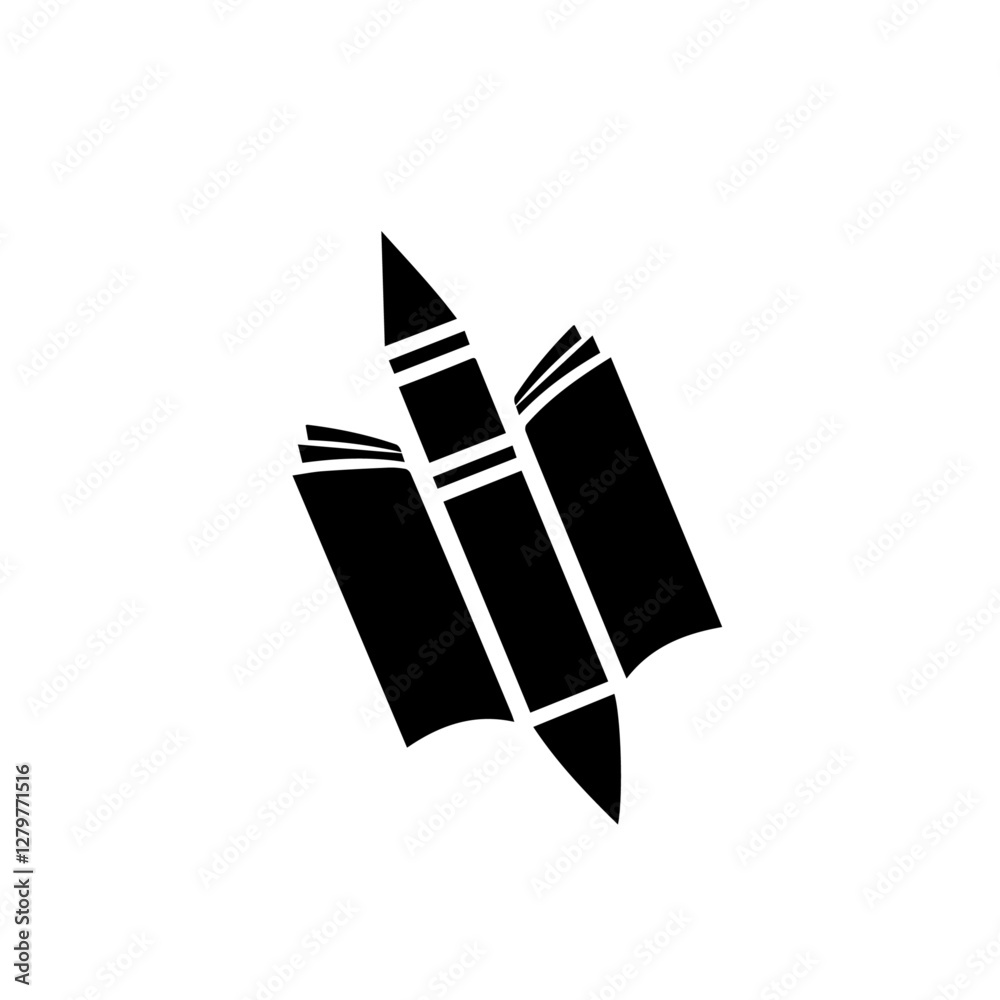 Fototapeta premium vector illustration of a black and white pen and book