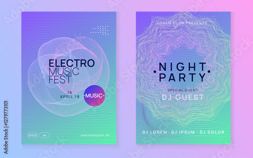 Edm Flyer. Pink Party Poster. Electro Cover. Green Techno Design. Dance Event. Discotheque Trance Element. Nightclub Radio Invitation. Violet Edm Flyer