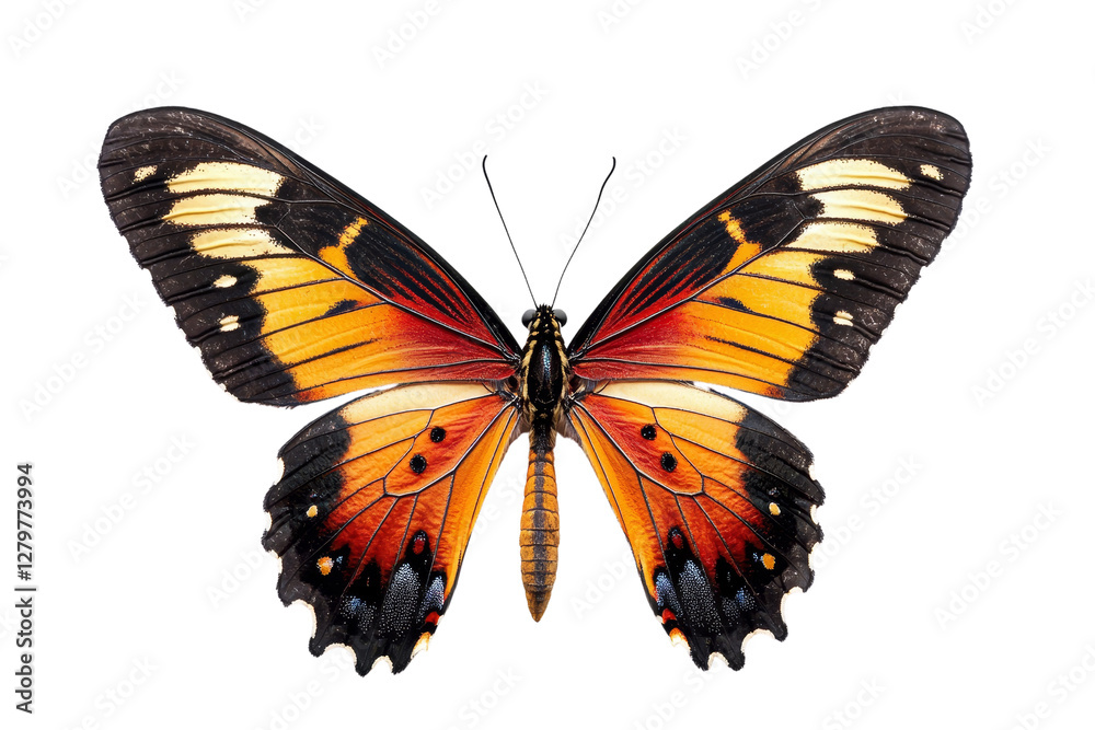 Fototapeta premium Vibrant Orange and Black Butterfly with Intricate Wing Patterns