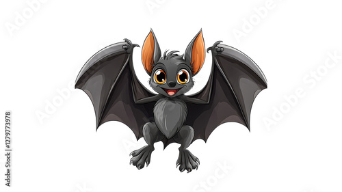 Cute cartoon bat character with large wings photo