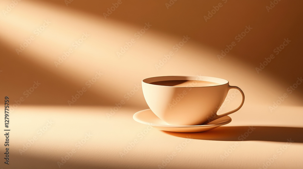 A modern espresso cup with a sleek, curved design, positioned on a clean A modern espresso cup with a sleek, curved design, positioned on a clean