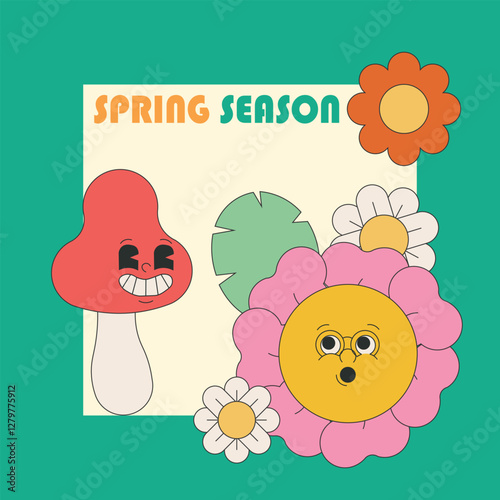 hello Spring flat design, spring sale poster,