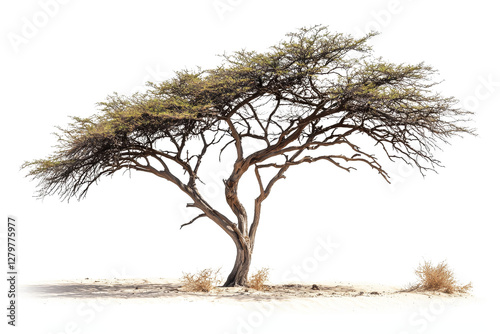 A Beautiful Acacia Tree Standing Alone in a Desert Environment