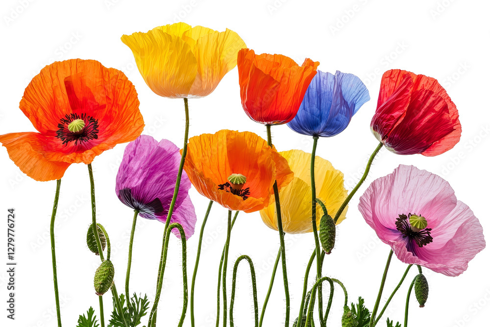 Obraz premium Colorful Poppies in Various Shades Blooming Nature Floral Arrangement