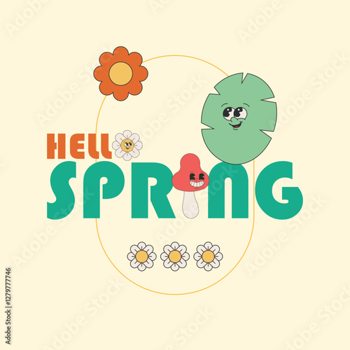 hello Spring flat design, spring sale poster,