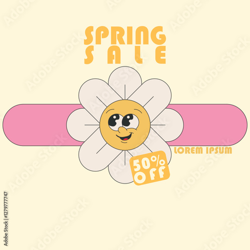 hello Spring flat design, spring sale poster,